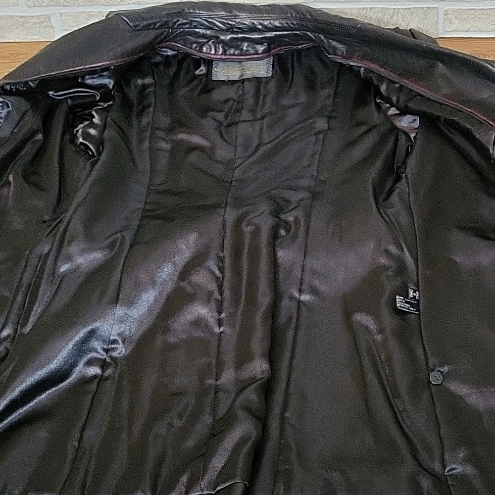 ROSLEEN Mid Length Soft Leather Jacket Belted Buttons - Picture 9 of 15